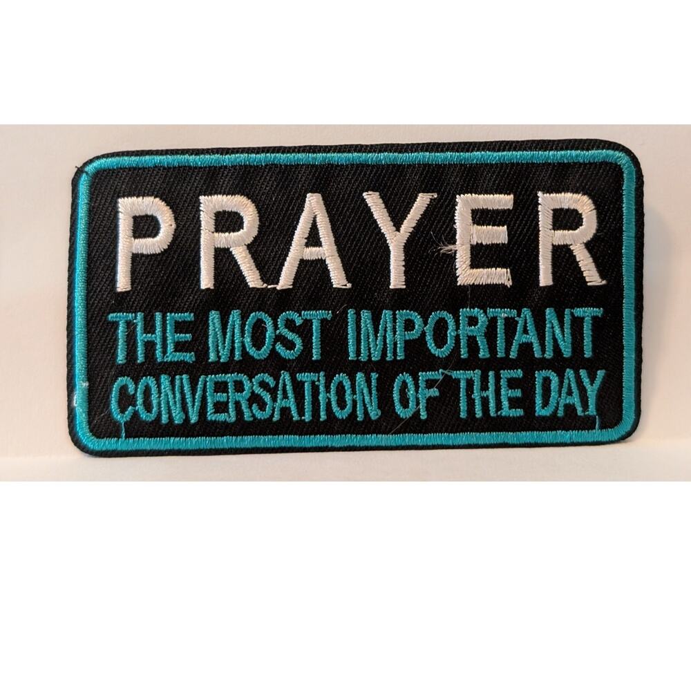 New PRAYER.... Iron-on/Sew-on Motorcycle Patch Black Embroidered